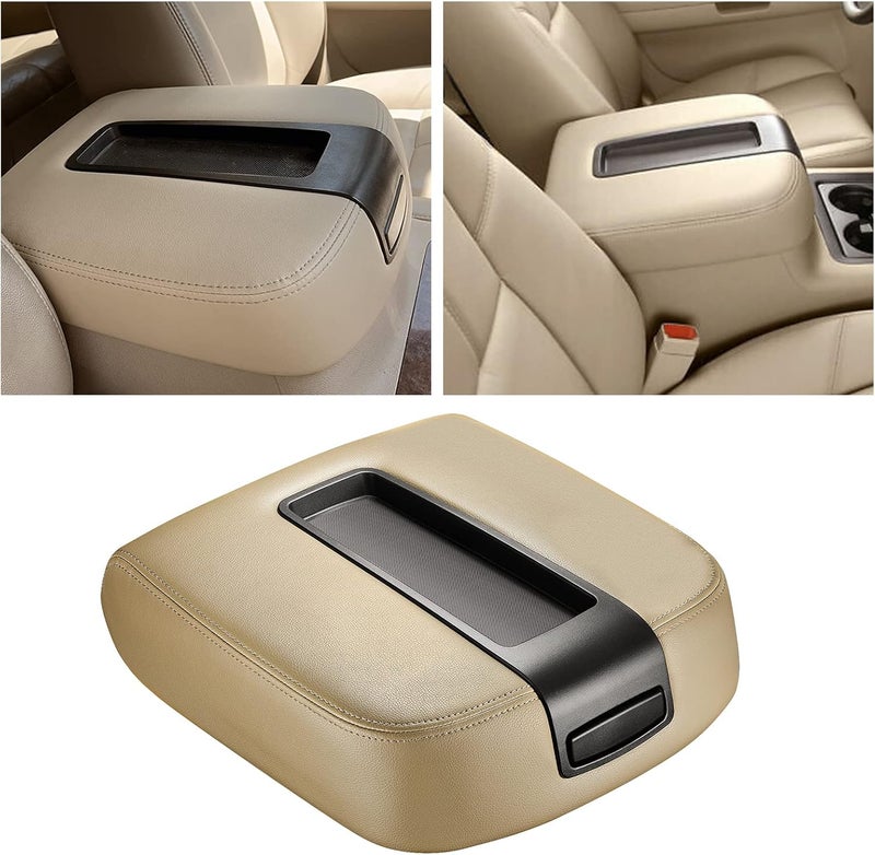 SPEEDWOW Center Console Lid Armrest Cover for Chevy Avalanche Silverado Tahoe GMC Yukon XL Sierra 2007 2008 2009 2010 2011 2012 2013 (Beige） - Image 4